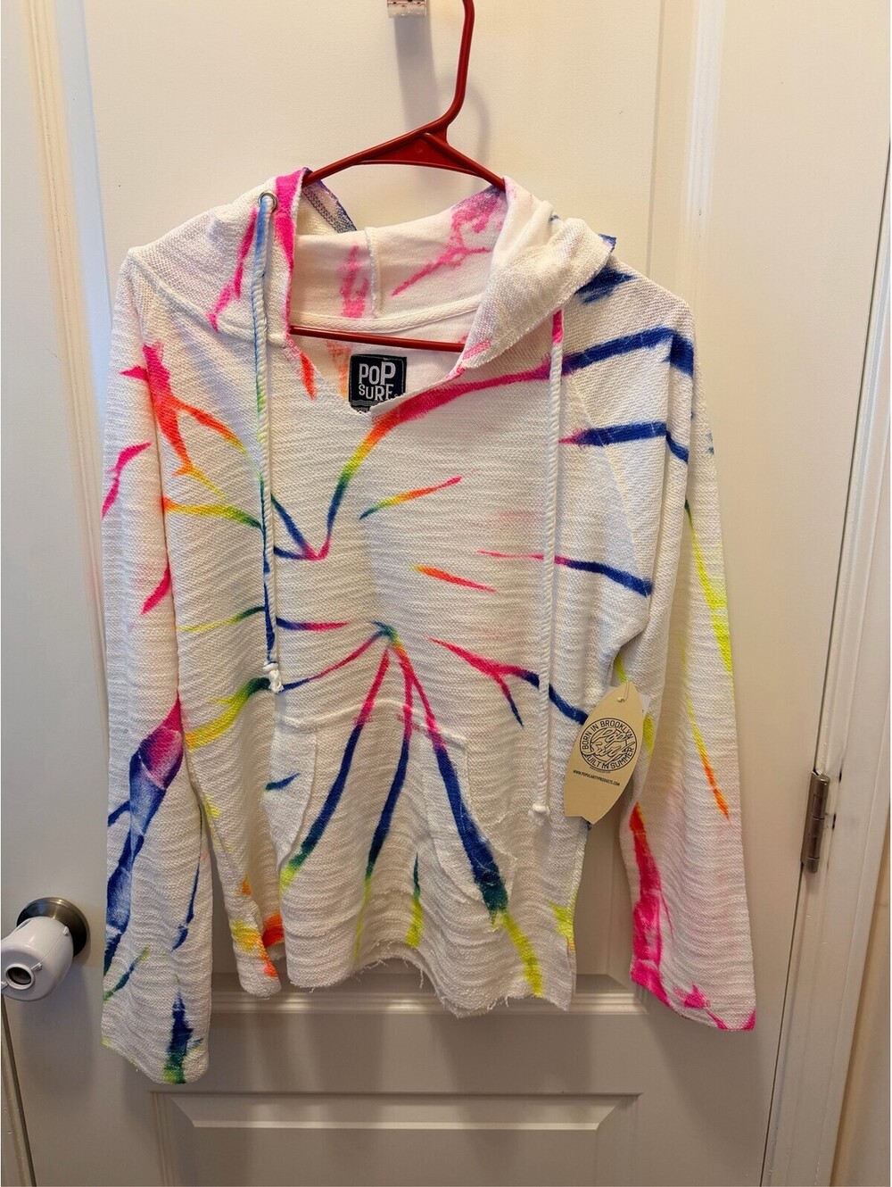 Pop Surf Rainbow Tie-Dye Pullover Hoodie Womens Sz S Beachwear